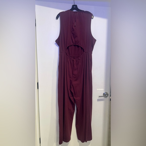 Pact Maroon Luxe Jersey Cut Out Wide Leg Jumpsuit Size XXXL - Picture 3 of 5